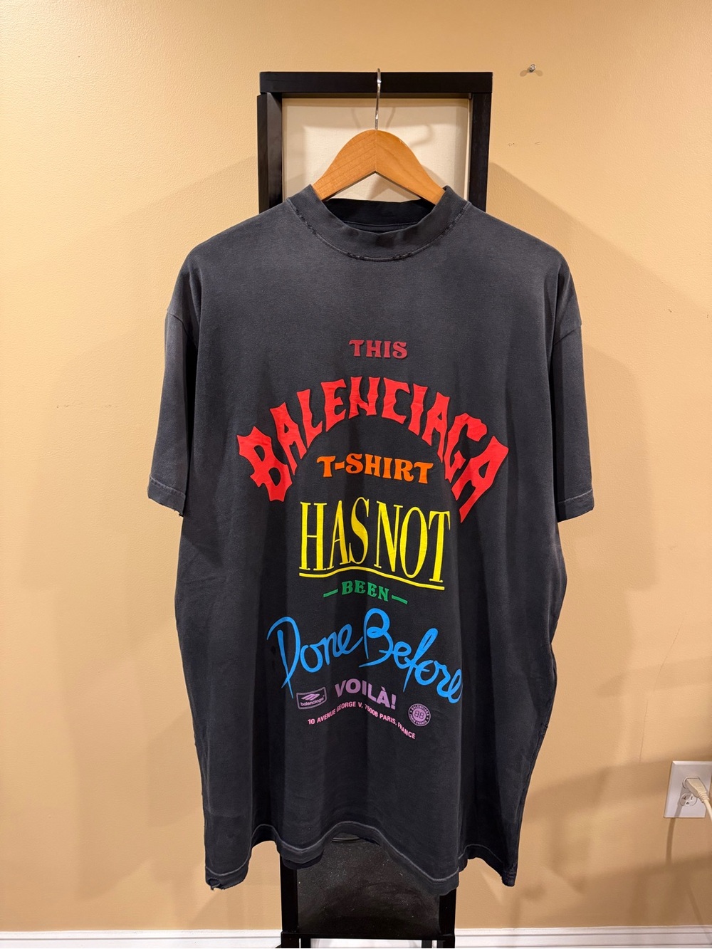 Balenciaga FW24 Not Been Done Voila Vintage Wash Black T-Shirt